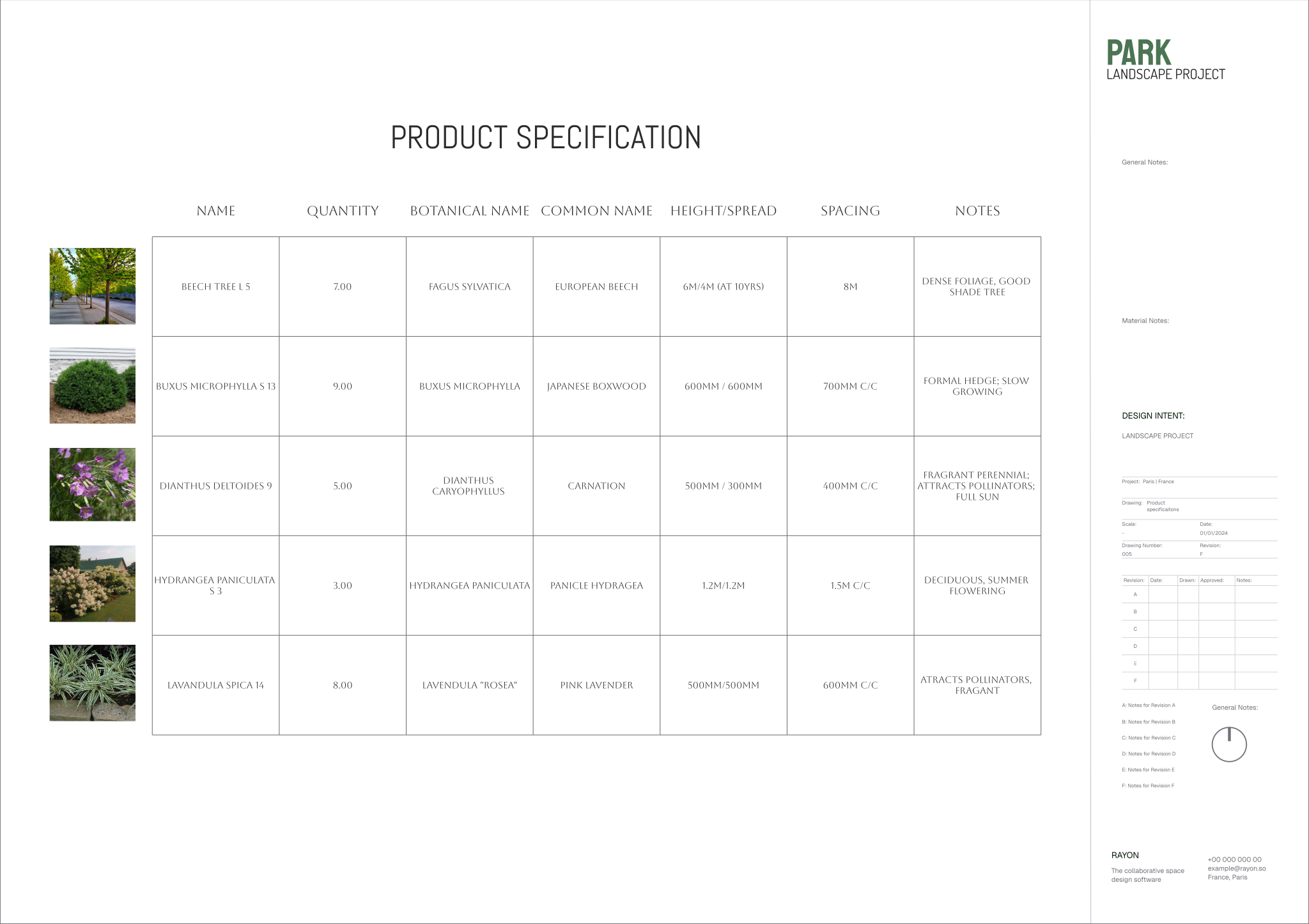 Page from the Park landscape design template