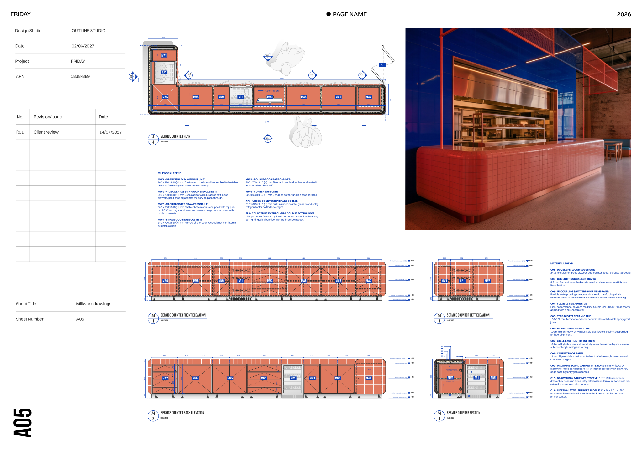 Page from the Millwork & fixtures - Restaurant Chain template